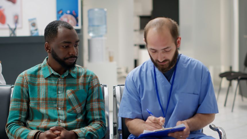 Diverse people talking about disease and healthcare treatment