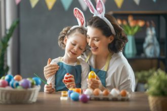 family preparing for Easter