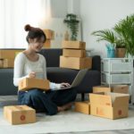 Portrait of Starting small businesses SME owners female entrepreneurs working on receipt box and