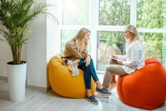 Woman with psychologist in the office